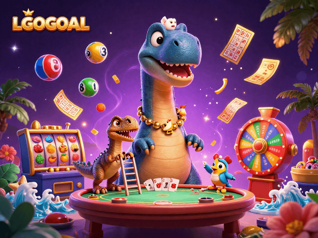 Experience dynamic gaming adventures with LGOGOAL in a vibrant casino illustration full of surprises.
