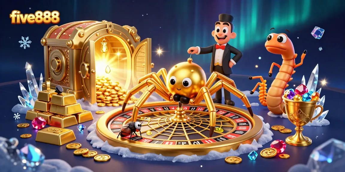 Engage with five888 and explore thrilling casino action with a vibrant roulette-themed scene.