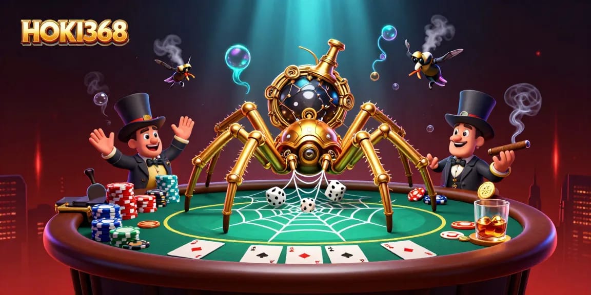Engage with HOKI368's unique poker scene, showcasing brilliant 3D art with rich gaming elements.