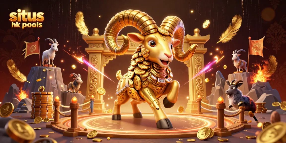 Menangkan hadiah di situs hk pools dengan ram emas yang berlari di arena pertarungan mewah.