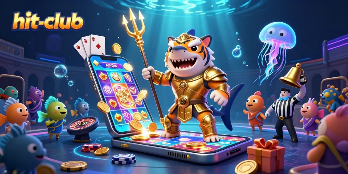 Experience thrilling action at hit-club with a vibrant 3D casino scene featuring exciting games.