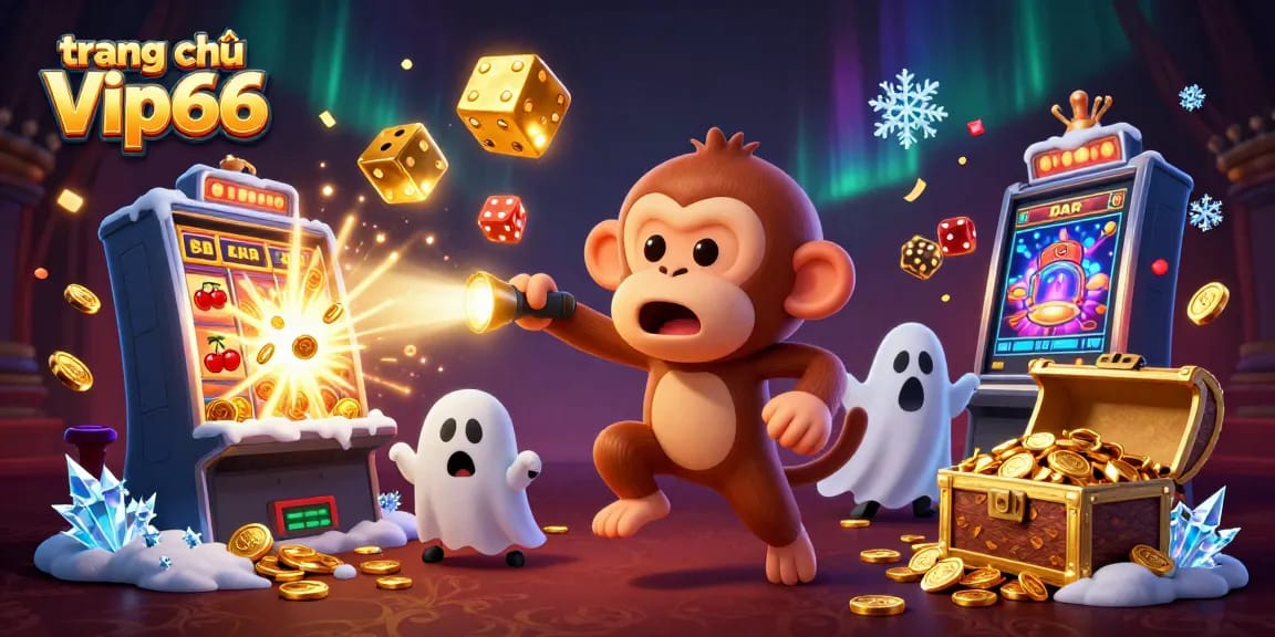 Experience thrills at trang chủ Vip66 with lively slot machine jackpots and engaging characters in a dynamic casino scene.