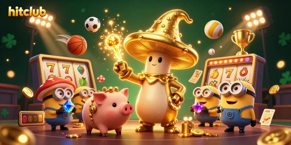 Experience the excitement of hitclub's golden casino adventure with vibrant characters and treasures.