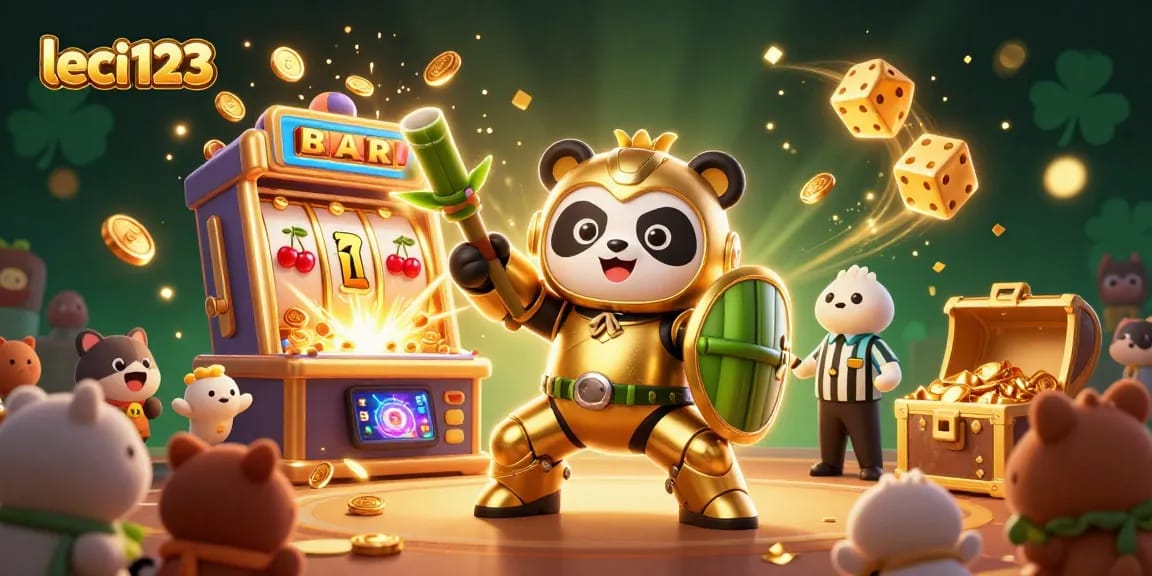 Engage in adventure with Leci123, where a golden panda pilots a thrilling robotic game.