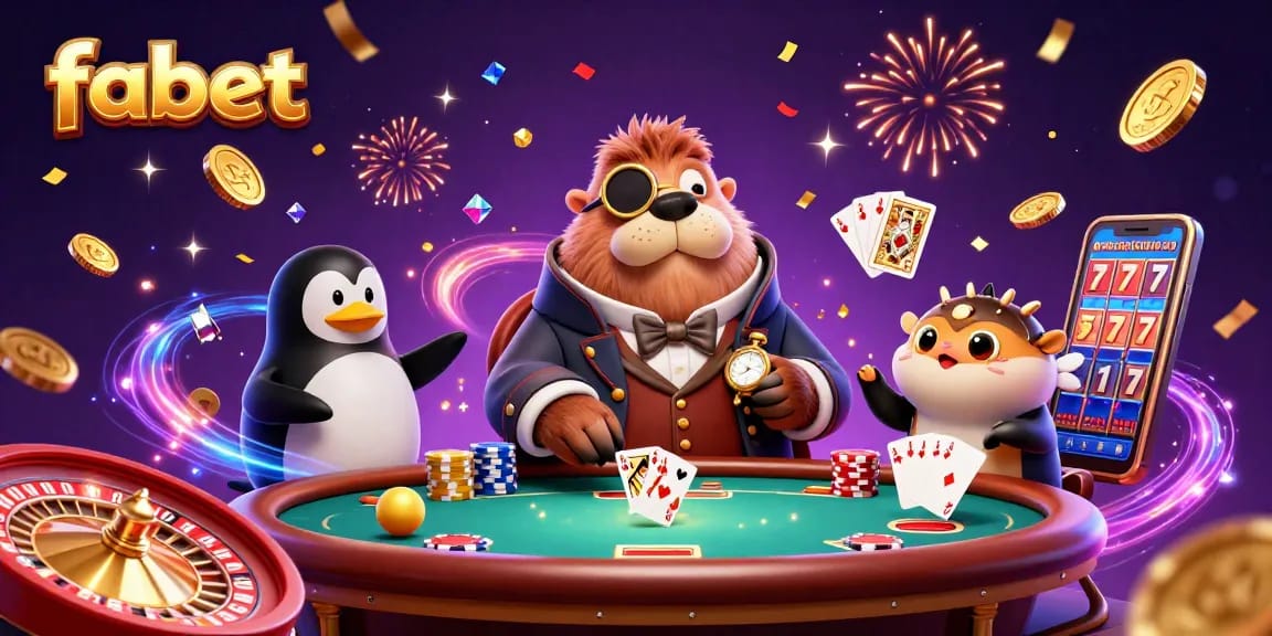 Experience thrilling poker action at fabet with charming characters, exciting games, and vibrant casino elements.