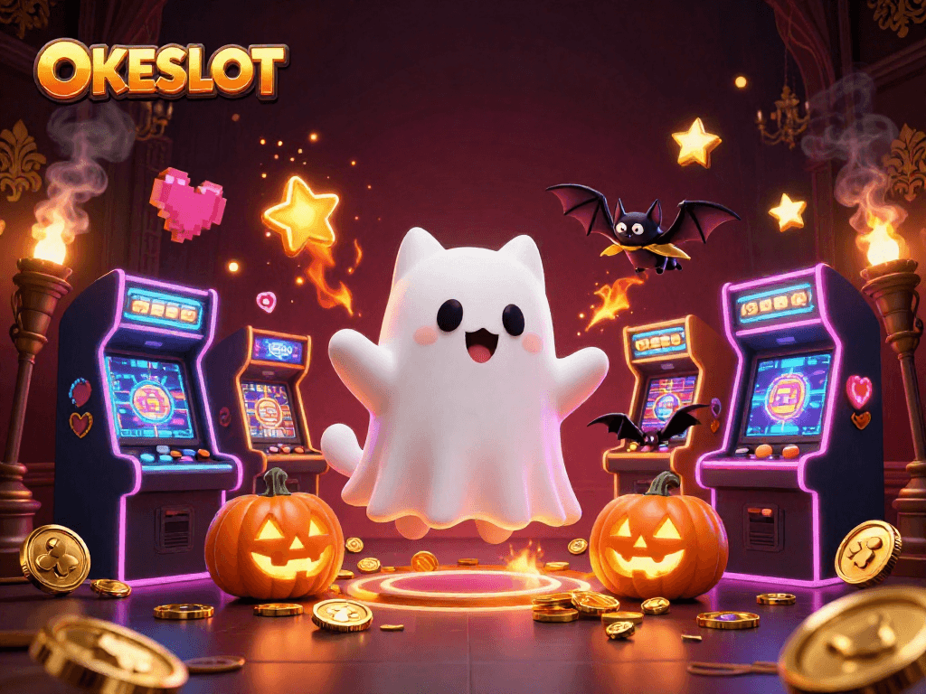 Mainkan slot dengan OKESLOT, lengkap dengan suasana kasino dan karakter kreatif.