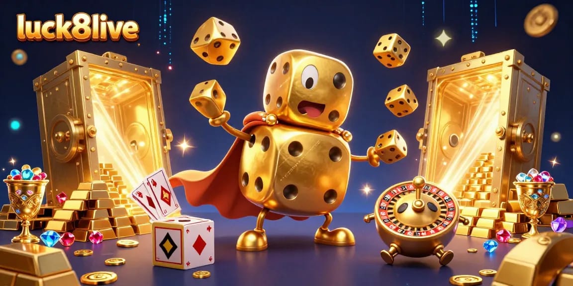 Experience thrilling gameplay at luck8live with our golden dice golem and dazzling treasures.