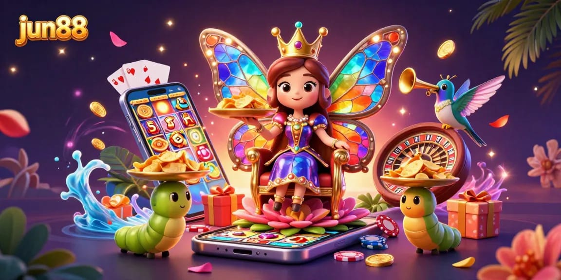 Engage with exciting gaming experiences at jun88 featuring vibrant characters amidst casino-themed elements.