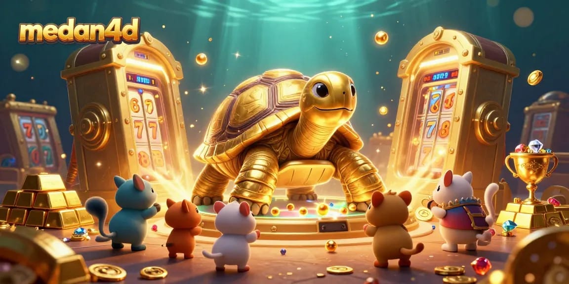 Menangkan hadiah menarik di medan4d dengan citra kasino berkilau yang menampilkan karakter emas dan slot.