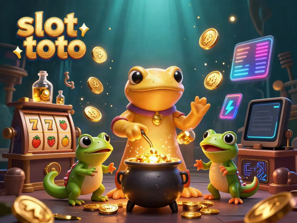 Engage with slot toto in an enchanting 3D scene featuring an alchemist and gold coins.