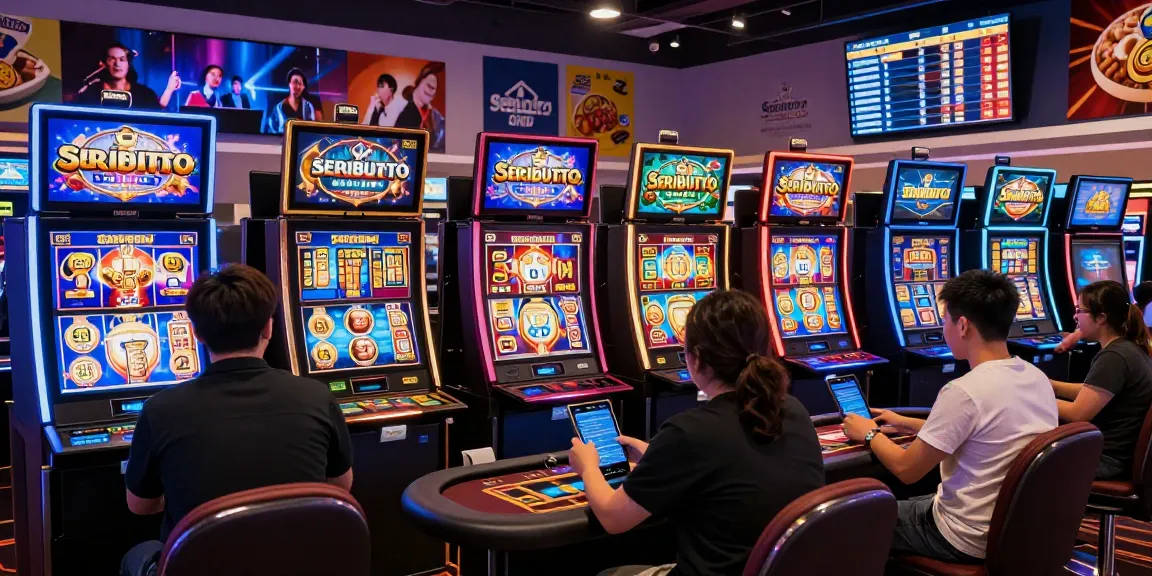 Engaged players exploring Seributoto online slots and games in an energetic virtual casino environment.