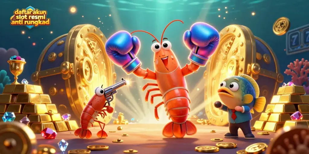 Engage with daftar akun slot resmi anti rungkad through an exciting illustrated casino adventure featuring vibrant characters.