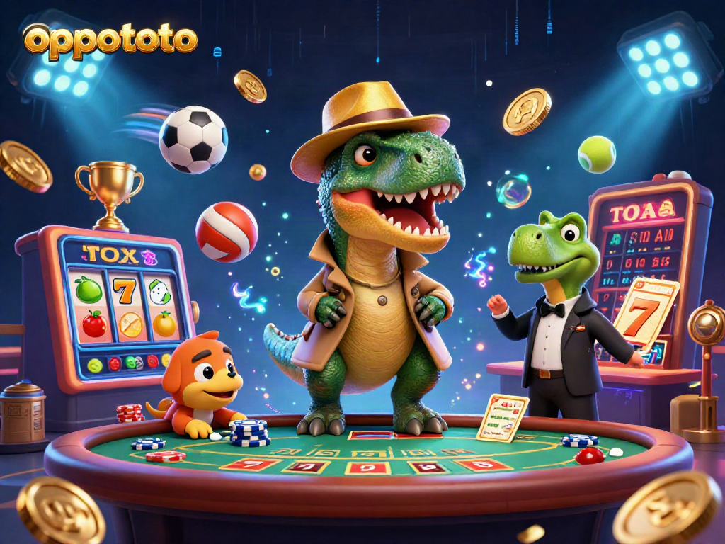 Experience dynamic gameplay at oppatoto with a velociraptor card counter and vivid casino elements.