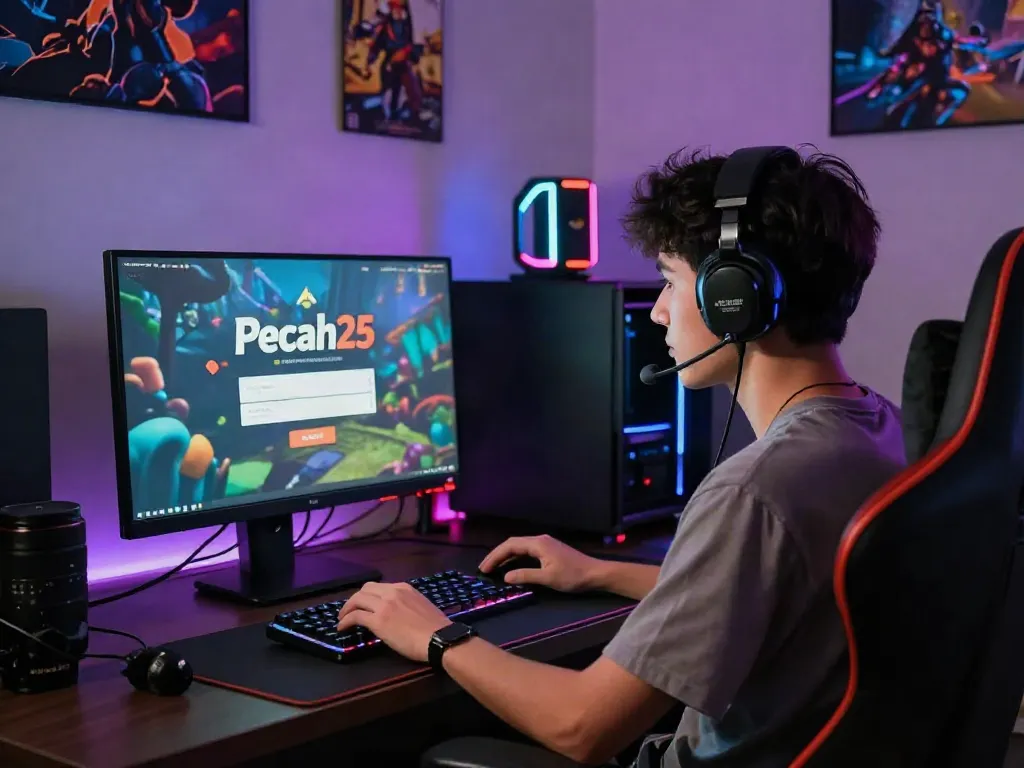 Proses login pecah25 di lingkungan permainan online yang menarik dan penuh warna.