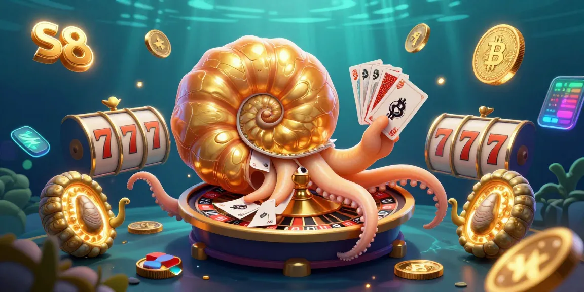 Spin the roulette wheel at S8 with a vibrant 3D nautilus and glowing coins.