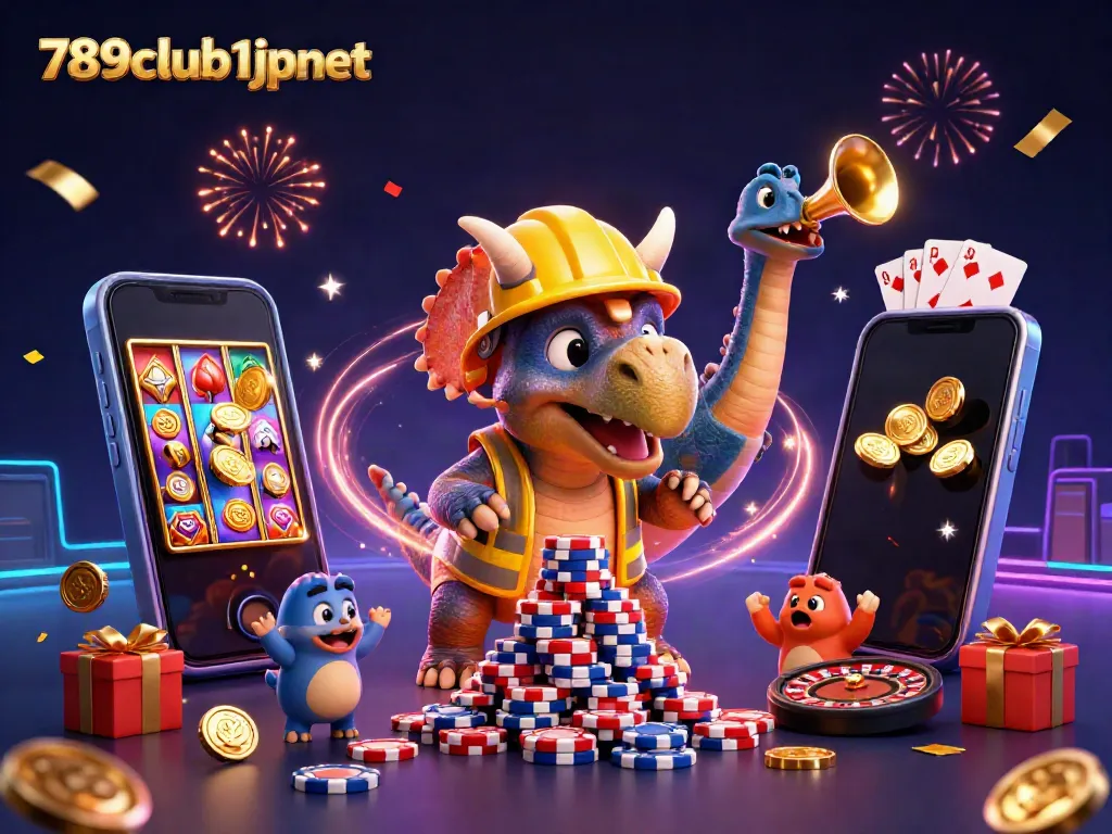 Experience the thrill of casino gaming with 789club1jpnet's festive atmosphere and characters.