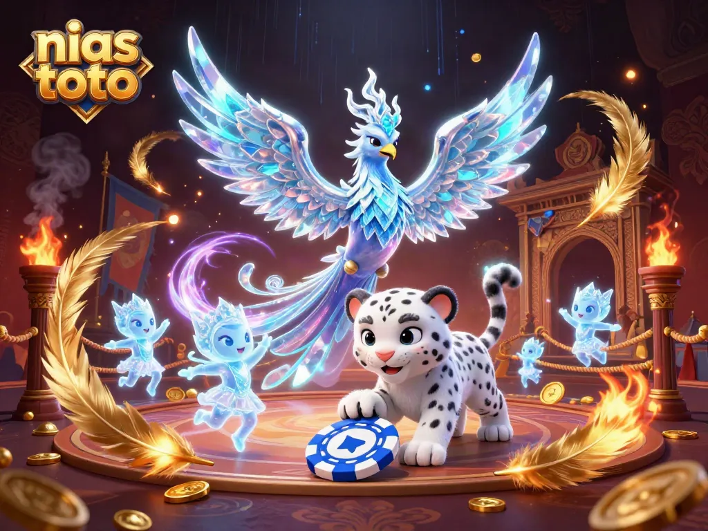 Gambar menarik nias toto menampilkan phoenix es dan pemandangan kasino yang penuh warna.