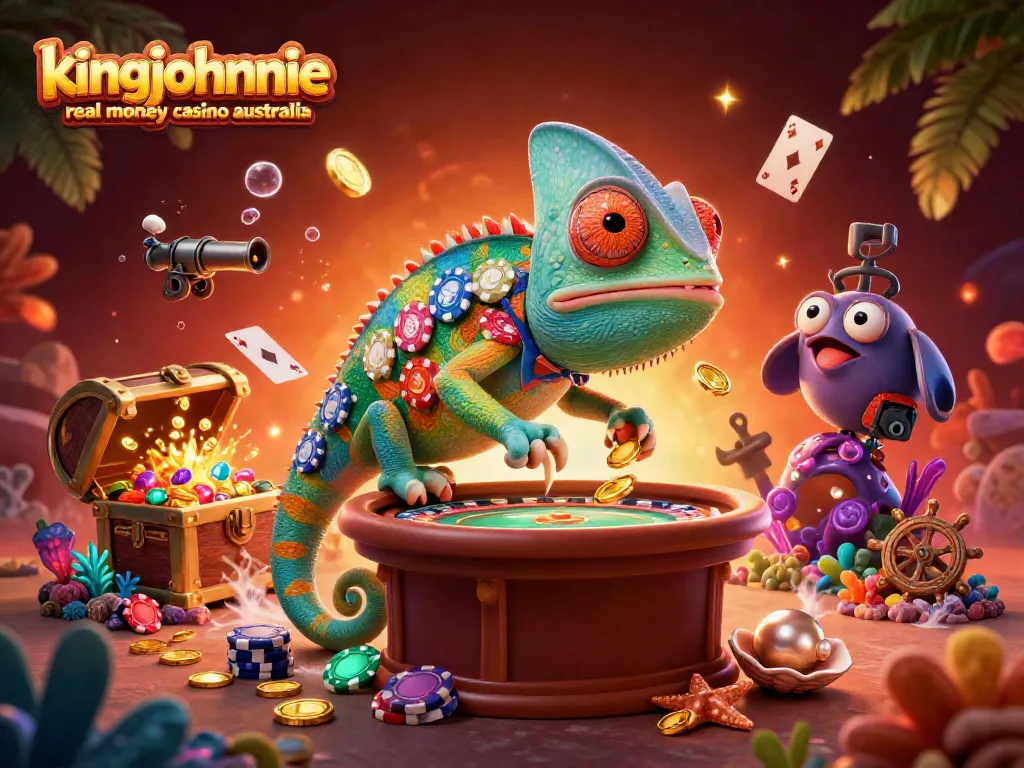 Experience the excitement at kingjohnnie real money casino australia with a lively chameleon owner and casino elements.