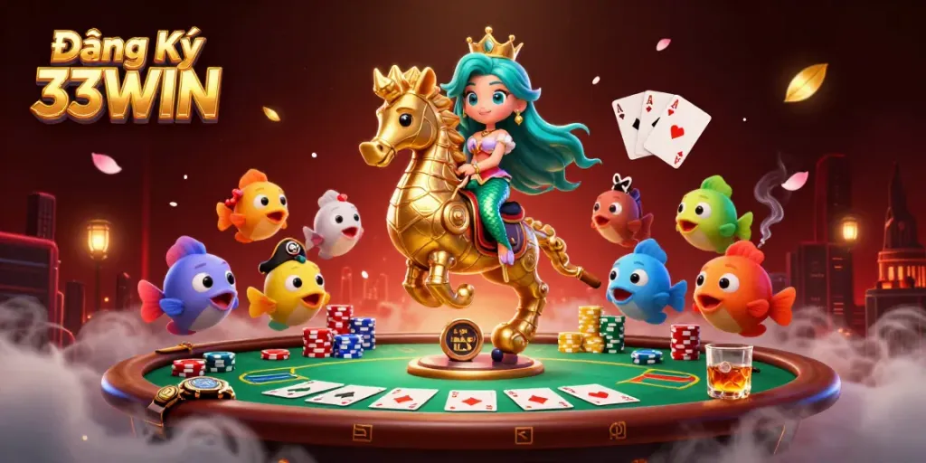 Experience thrilling gameplay at Đăng Ký 33WIN with vivid 3D casino characters and vibrant elements.