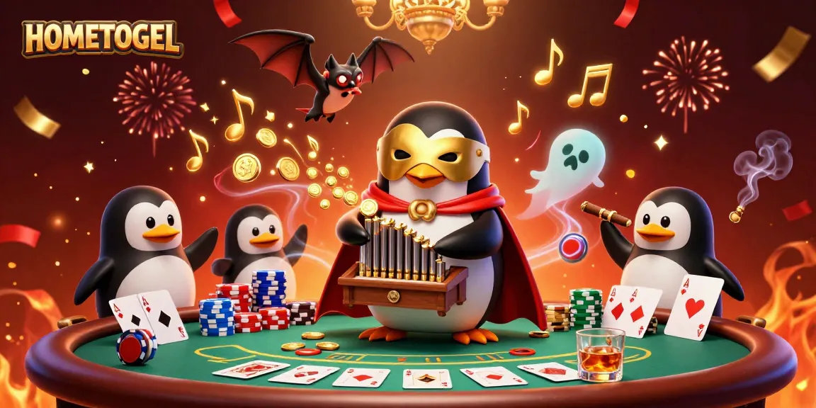 Experience the thrilling HOMETOGEL casino world through a vibrant 3D cartoon illustration of gaming action.