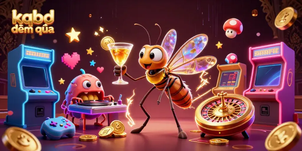 Catch the excitement of kqbd đêm qua with a vibrant 3D casino scene featuring lively characters and dynamic gambling elements.