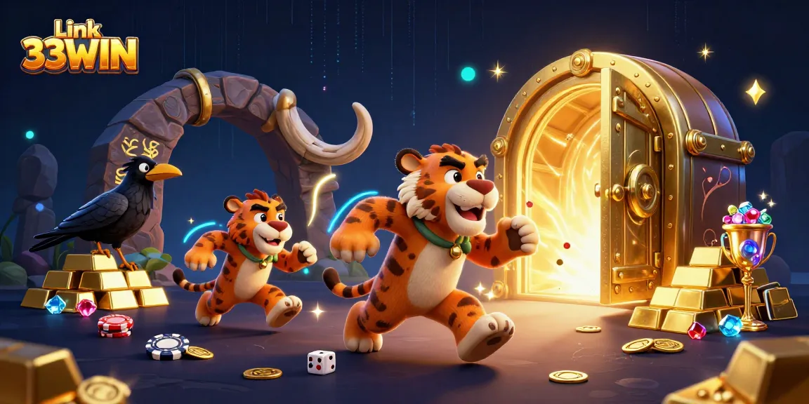 Engage in thrilling gameplay with Link 33WIN as cartoon characters and treasure come alive in a fantastical casino.