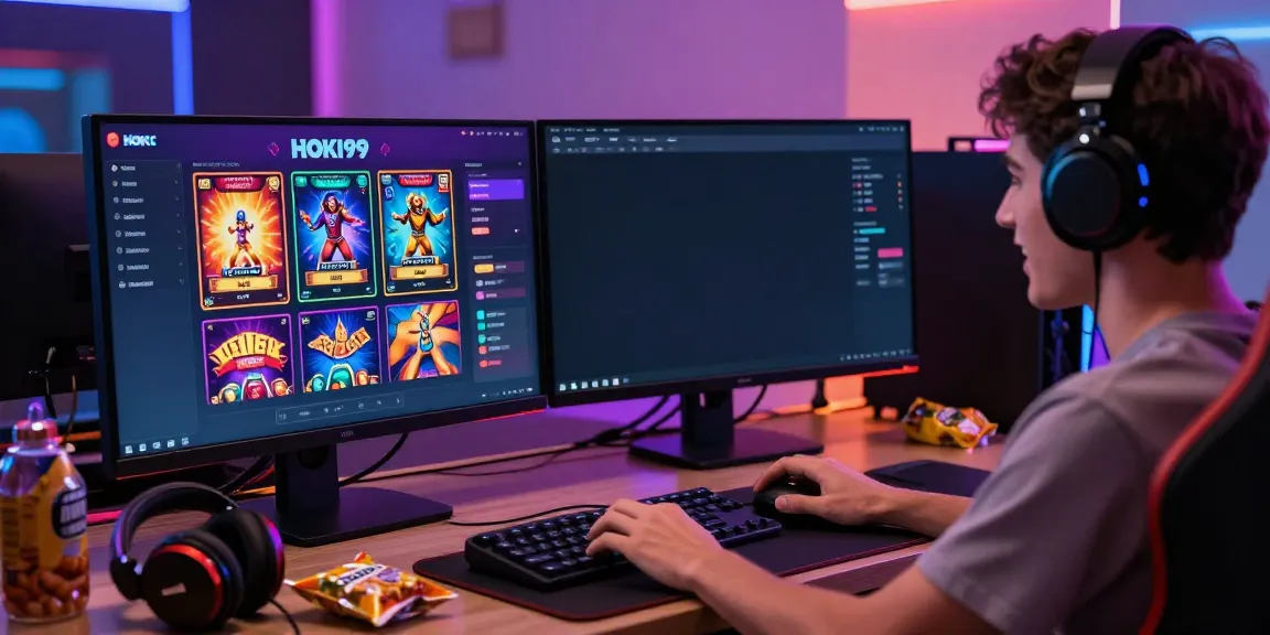 Pengalaman bermain HOKI99 di dashboard permainan slot online dengan antarmuka interaktif dan grafik yang cerah.