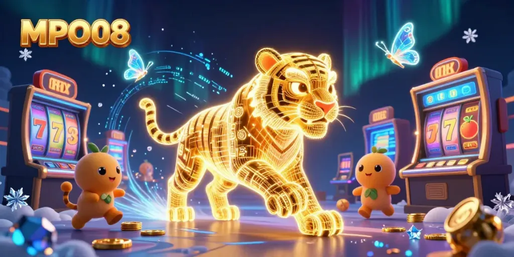 Engage with MPO08's strategies for slot victories in a vibrant casino scene.