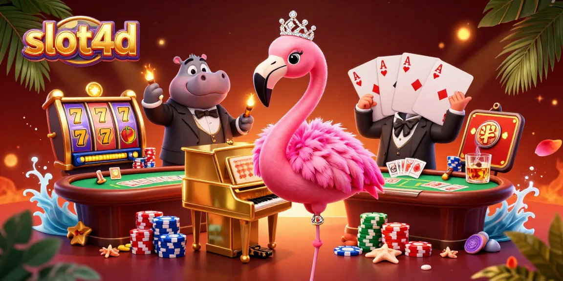 Menghasilkan kemenangan di slot4d dengan penyanyi flamingo, pemain hippo, dan permainan kasino visual yang fantastis.