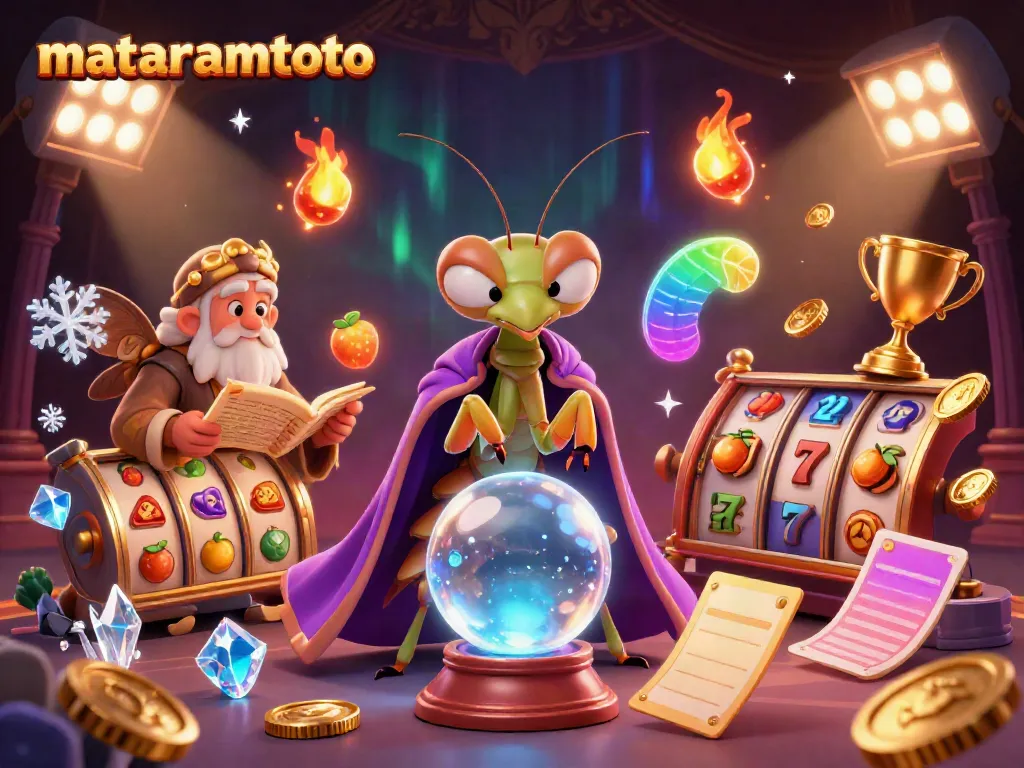 Mataramtoto offers a mystical glimpse into fortune-telling casino elements with vibrant slot symbols.