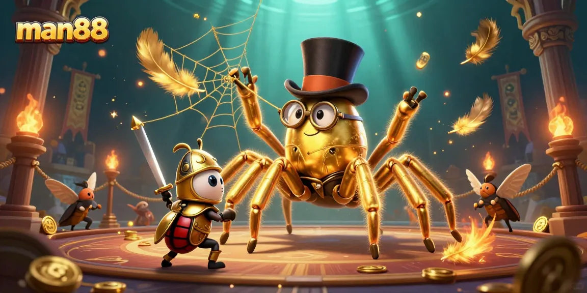 Experience the excitement of man88's interactive casino games with vibrant characters and golden treasures.