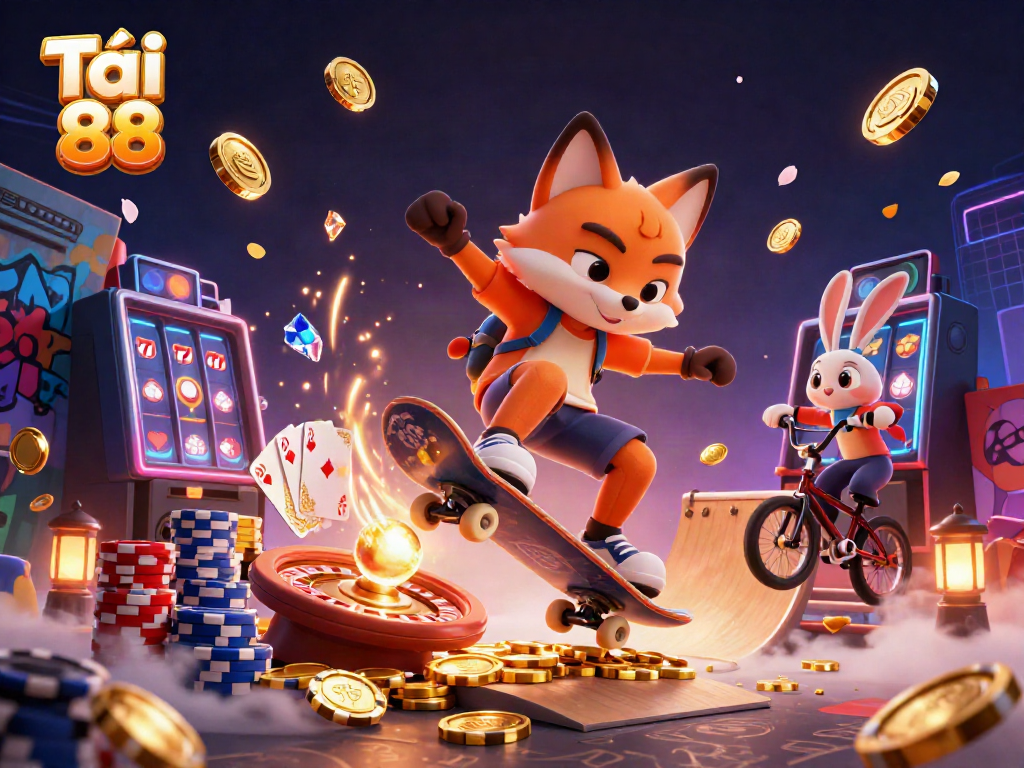 Experience the thrill of gaming with Tải go 88, featuring dynamic casino elements and lively characters.