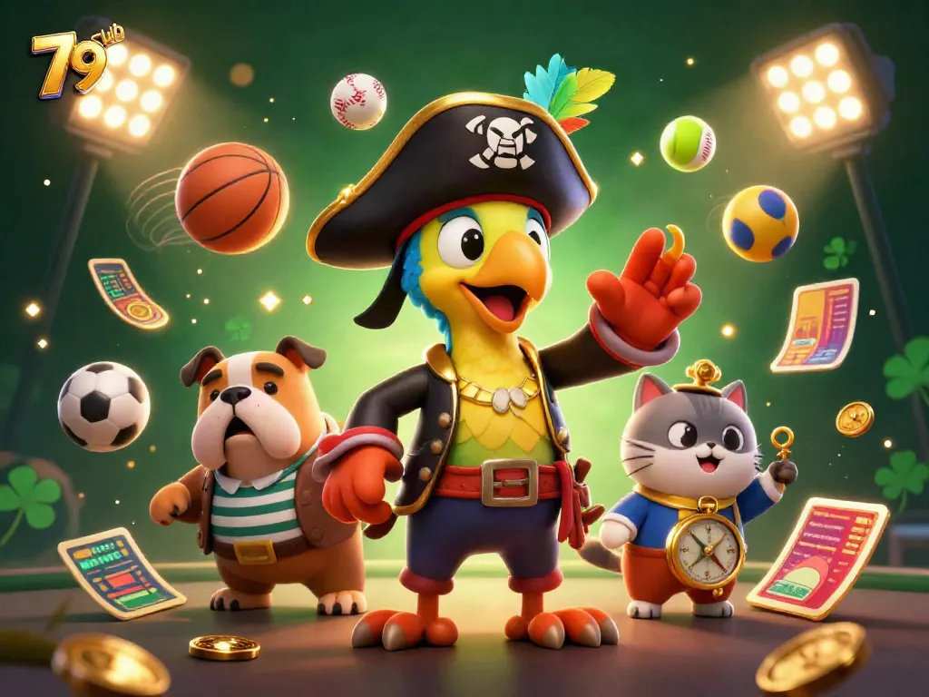 Engage in winning strategies with 79club, featuring vibrant gambling-themed 3D illustration.