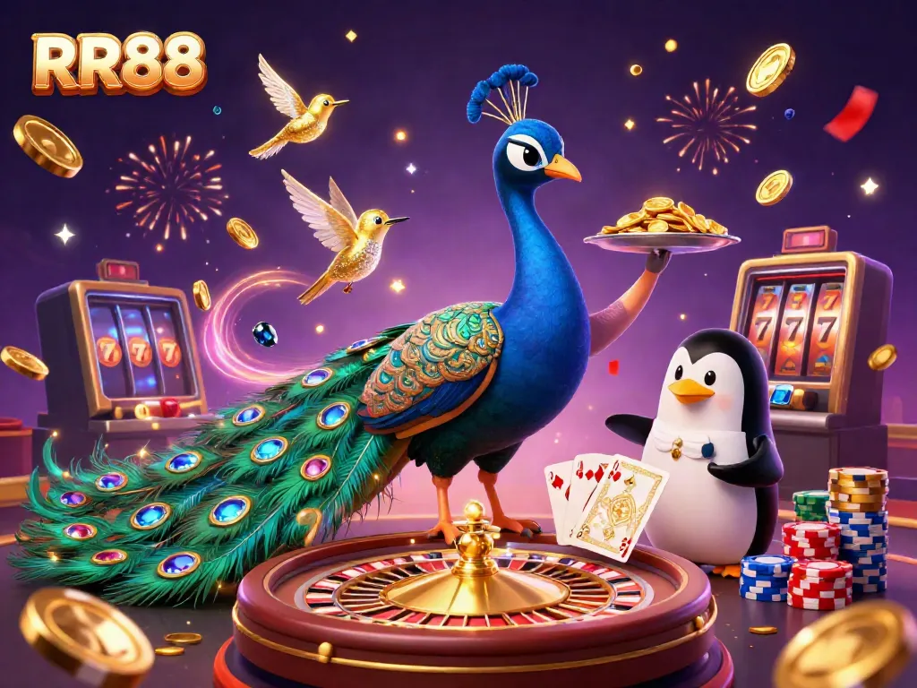 Experience exciting games at RR88 with luxurious casino elements and vibrant colors.