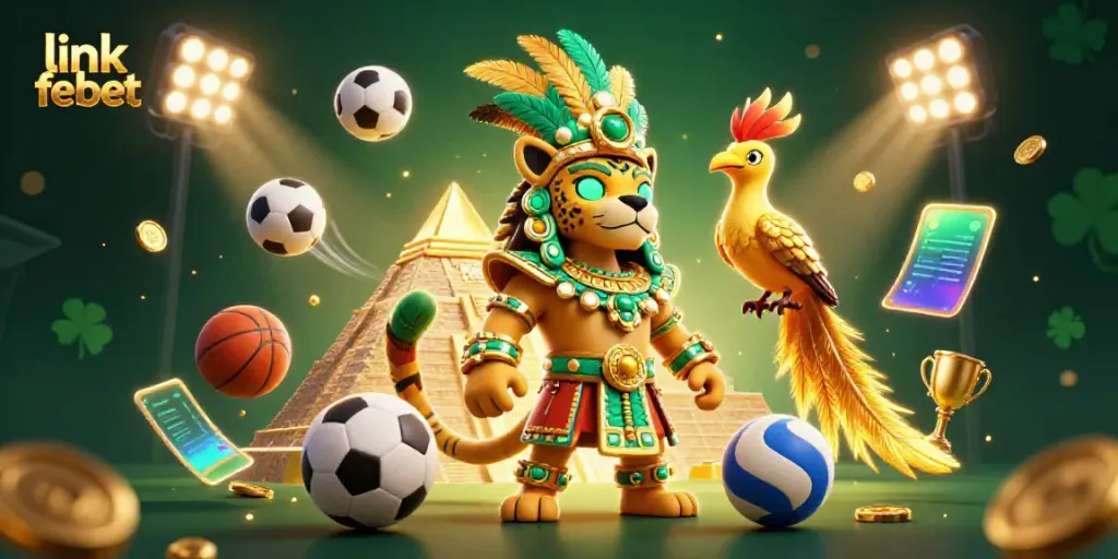 Experience thrilling sports action with link febet in a vibrant casino scene featuring 3D characters and dynamic elements.