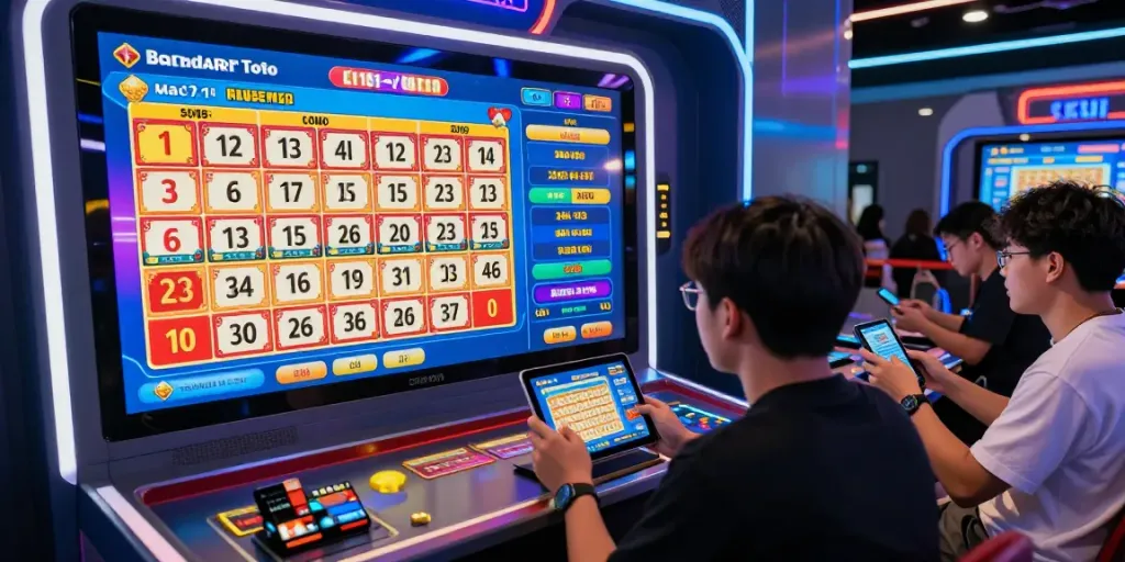 Bandar Toto Macau: Pengguna terlibat dalam permainan lotere online dengan antusiasme tinggi, menampilkan hasil terbaru dan grafik interaktif.