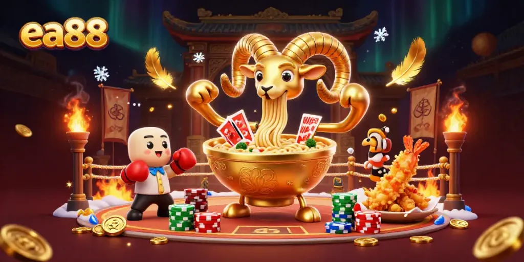 Experience exhilarating gameplay with the ea88 giant ramen bowl dealer amid vibrant casino elements.