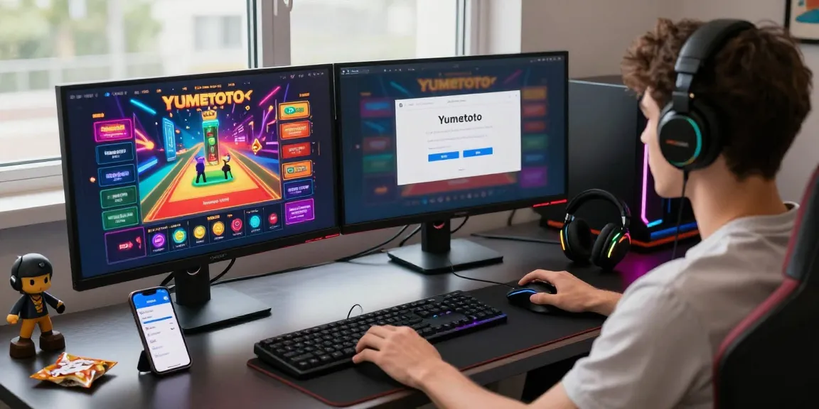 Pengalaman yumetoto login di setup gaming modern dengan akses ke permainan kasino online.