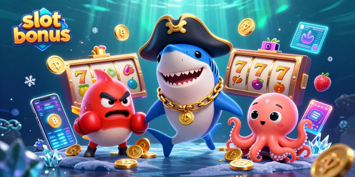 Spin the slot bonus with pirate shark, pufferfish sidekick, and octopus baby.