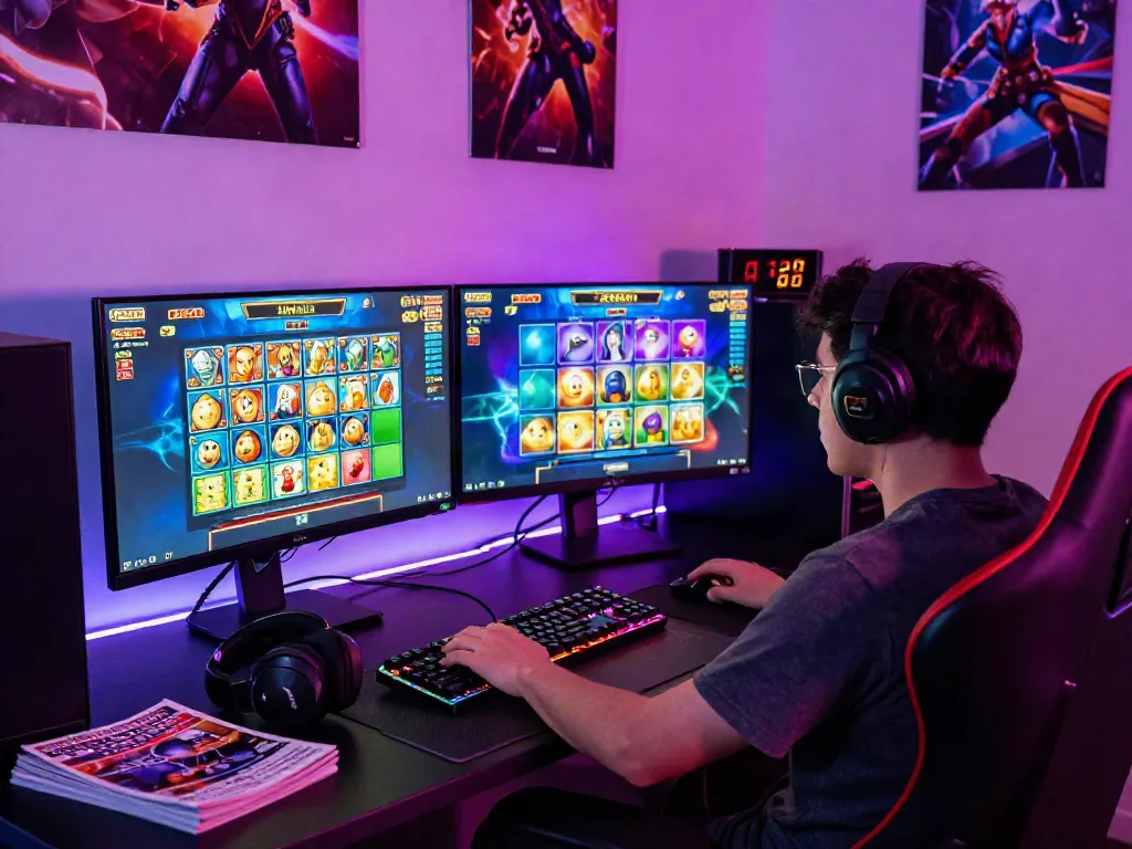 Engaged player enjoying slot88 online games on a vibrant gaming setup.