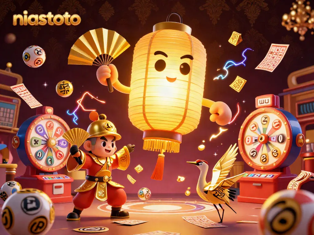 Experience the exciting world of niastoto with a glowing lantern spirit among dynamic lottery elements.