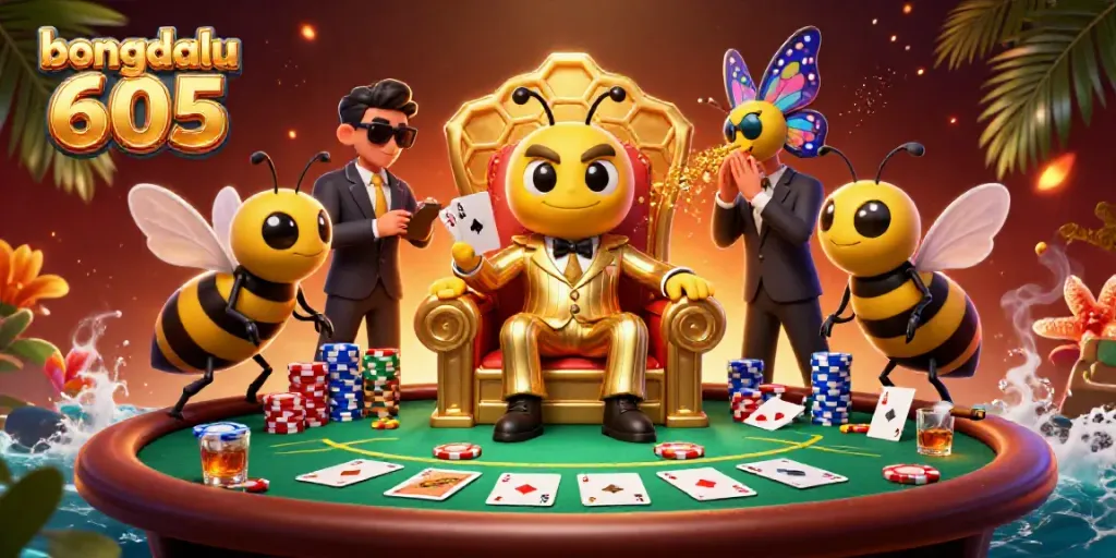Experience the thrill of bongdalu 605 with vibrant visuals of a gaming scene featuring a bumblebee mob boss.