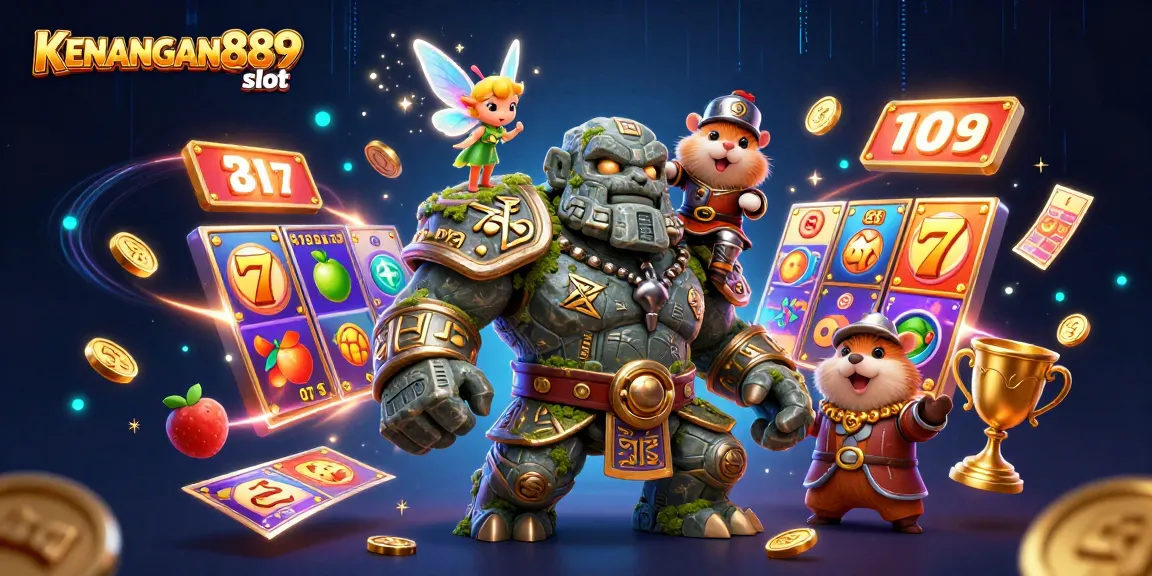 Experience the thrill of KENANGAN889 slot with vibrant characters and gaming elements!