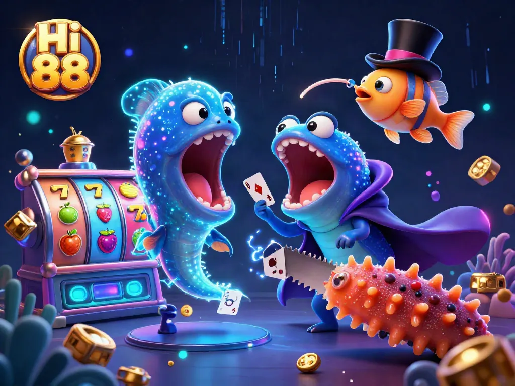Experience thrilling Hi 88 casino action with vibrant cartoon characters in a rich visual scene.