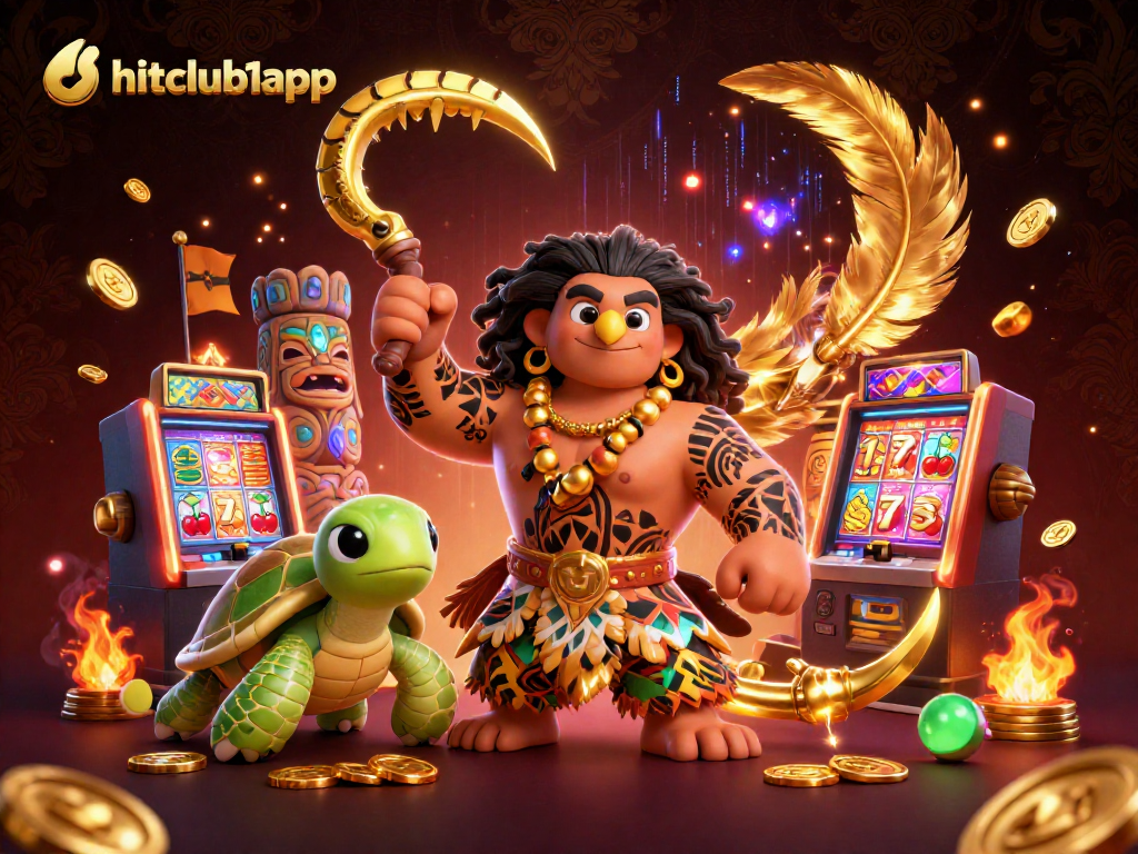 Engage with hitclub1app as a demigod hawk and turtle sidekick enter a vibrant casino realm.