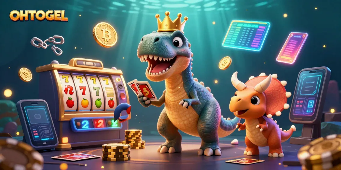 OHTOGEL menawarkan keseruan dengan T-Rex bermain kartu, pterodactyl membantu, dan triceratops menumpuk chip emas.